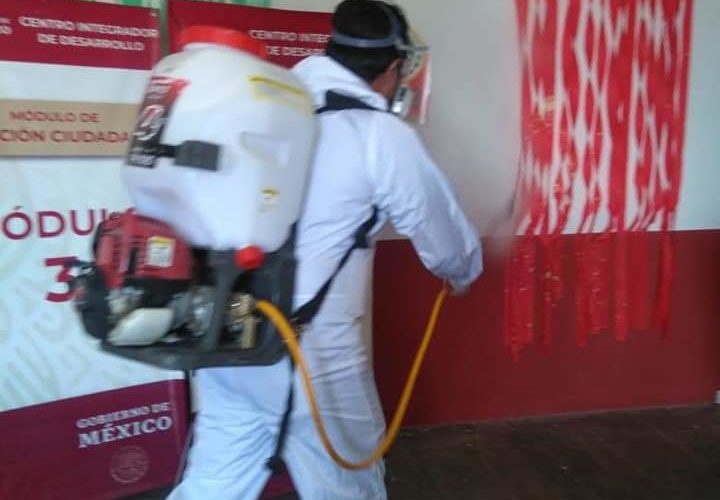 El Departamento de Control Sanitario de Amozoc, realizó trabajos de sanitización.