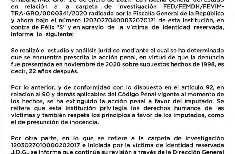Da conocer la fiscalía general de Guerrero, sobre las 2 denuncias de violación en contra del precandidato de morena Félix Salgado.