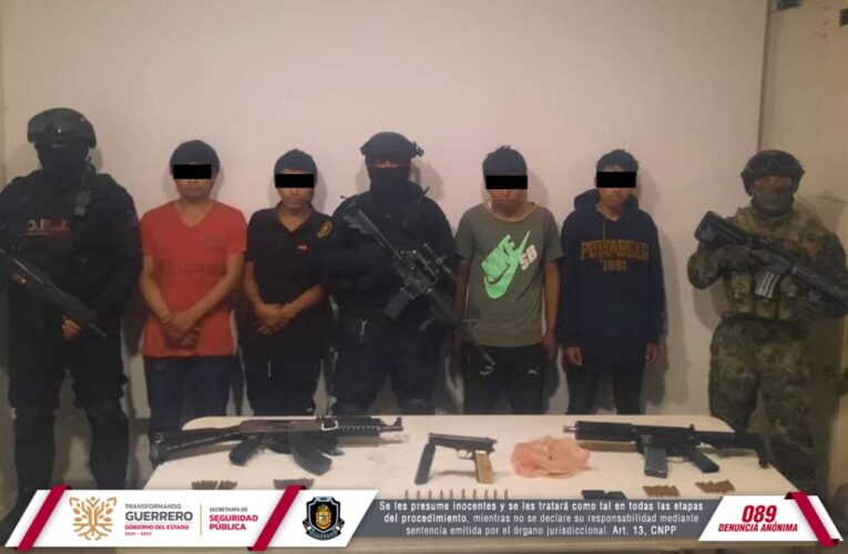 Detienen la Policía Estatal y SEMAR a cuatro personas en el municipio de Huitzuco