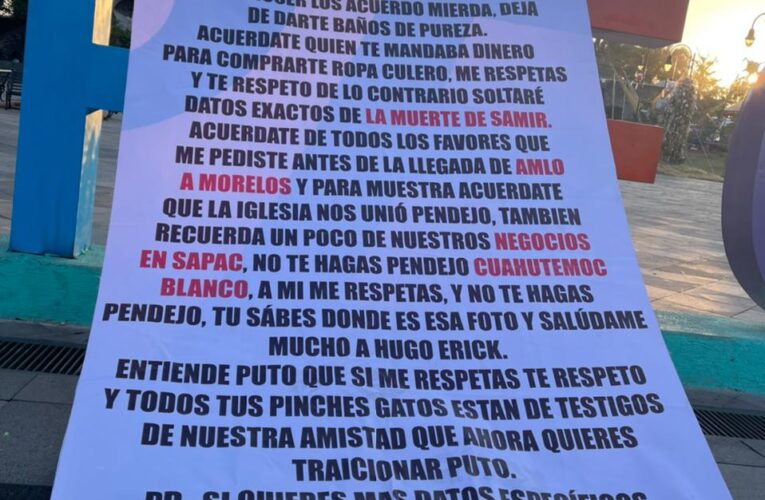 Narco mensaje para Cuauhtémoc Blanco gobernador del Estado de Morelos.