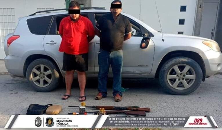 Capturan a dos sujetos con armas y drogas en Chilpancingo