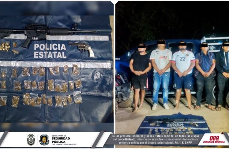 Captura la Policía Estatal a 5 delincuentes en el municipio de Copanatoyac.