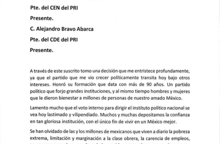 Renunció César Armenta a las filas del PRI; su salida no causará una debacle en el tricolor: Héctor Apreza
