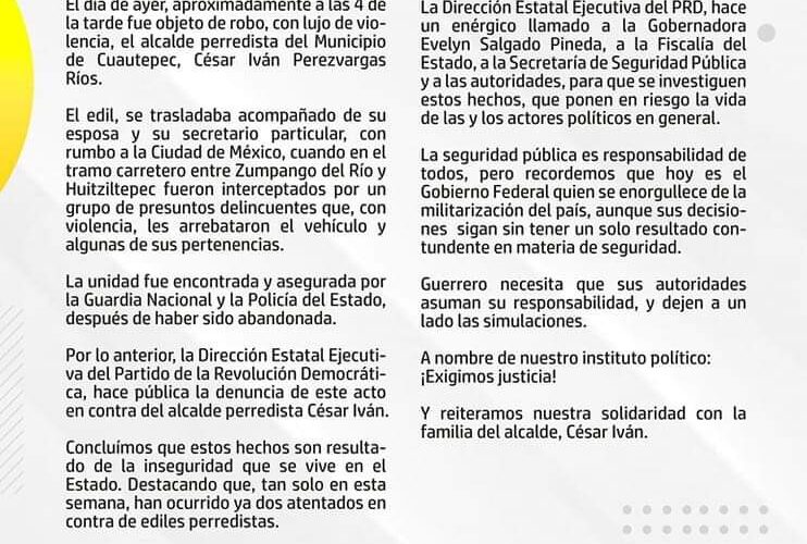 EN EL ESTADO DE GUERRERO, YA NO EXISTE SEGURIDAD