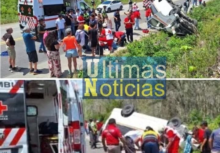 Una persona fallecida y 10 heridos en aparatosa volcadura!!